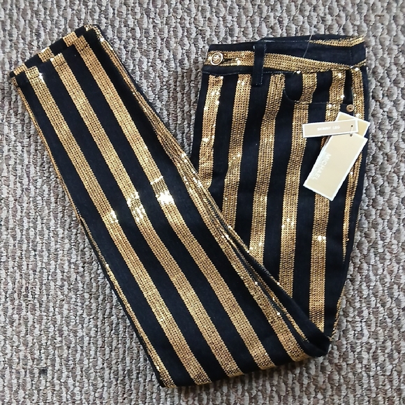 Michael Kors Denim - Michael Kors Gold and Black Skinny Jeans